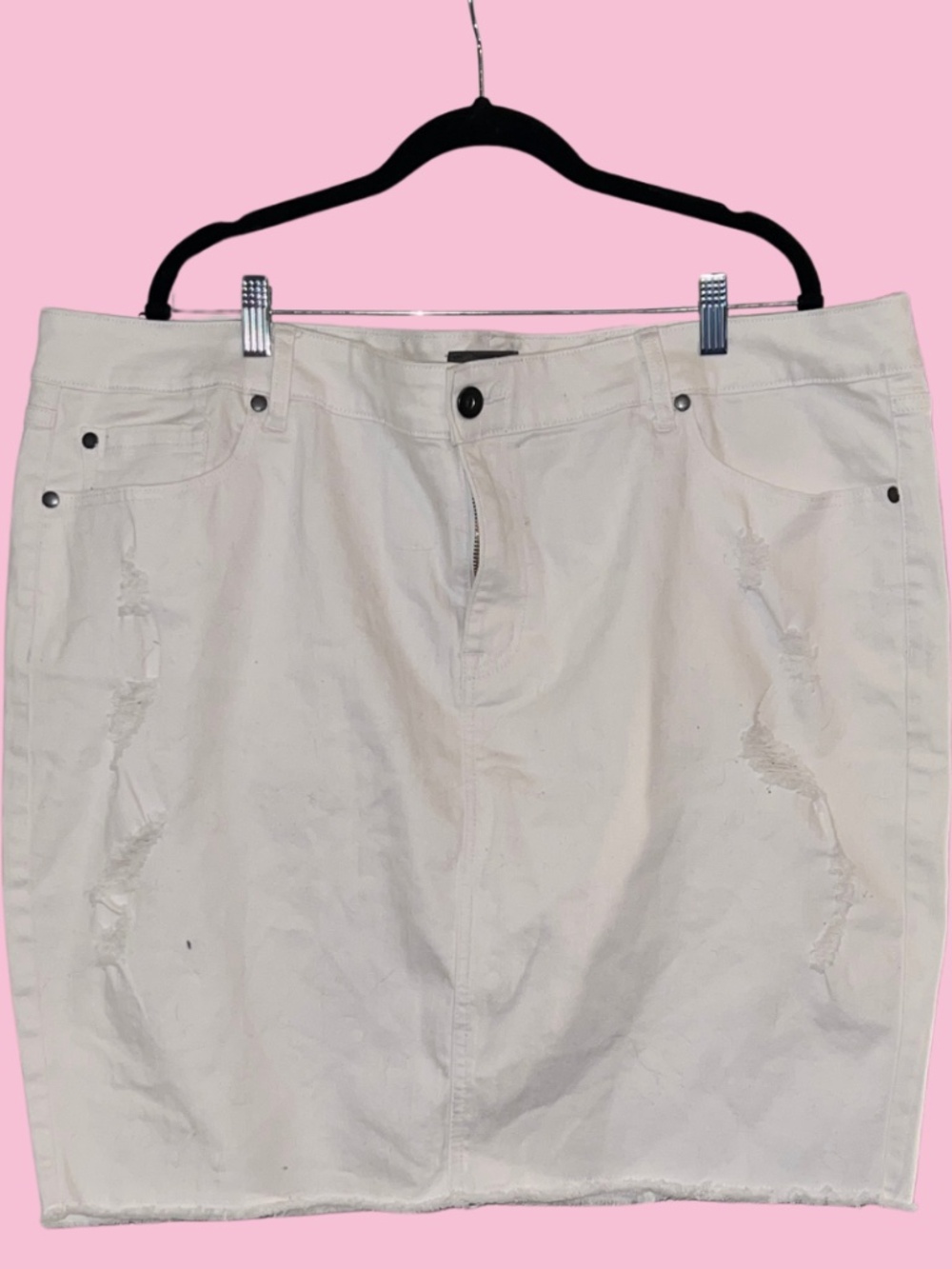 Torrid White Distressed Denim Mini Skirt Size 24W